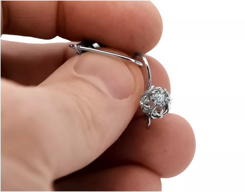 Srebrne kolczyki 925 rosyjskie z cyrkoniami vec145s Vintage Poznań