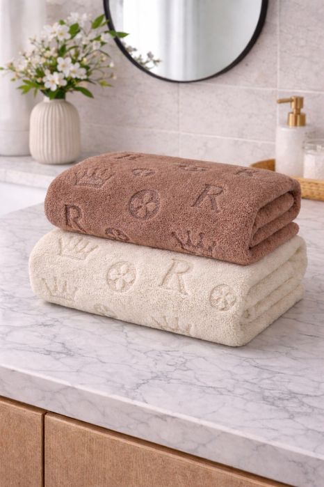 Komplet dwóch NOWYCH recznikow KĄPIELOWYCH z mikrofibry 140 x 70 cm