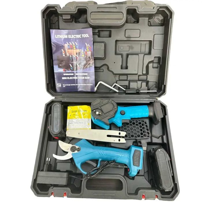 Набір 2в1 акумуляторна міні ланцюгова пила 6″ + секатор арт. 048