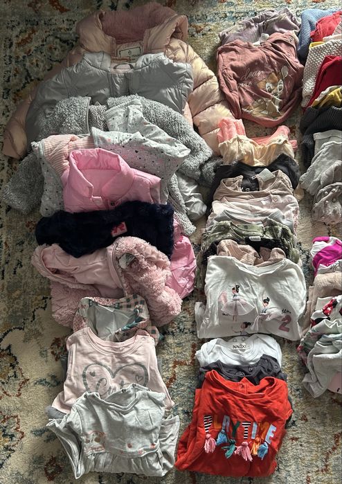 Paczka zestaw ubranek dla dziewczynki rozmiar 80 ponad 55 sztuk
