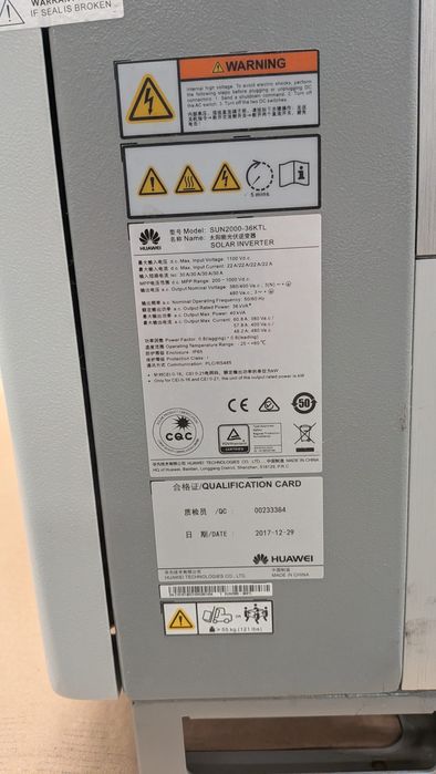Inversor solar Huawei modelo SUN 2000-36KTL  com suporte de parede - 2 unidades