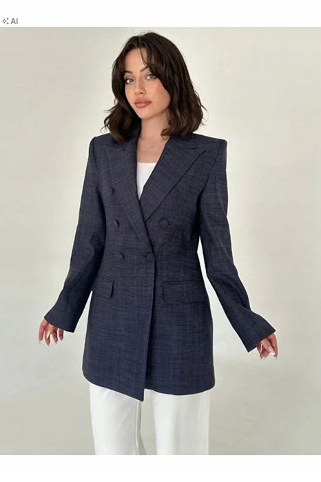 Dwurzędowa marynarka melanżowa w stylu eleganckim xl 5ia