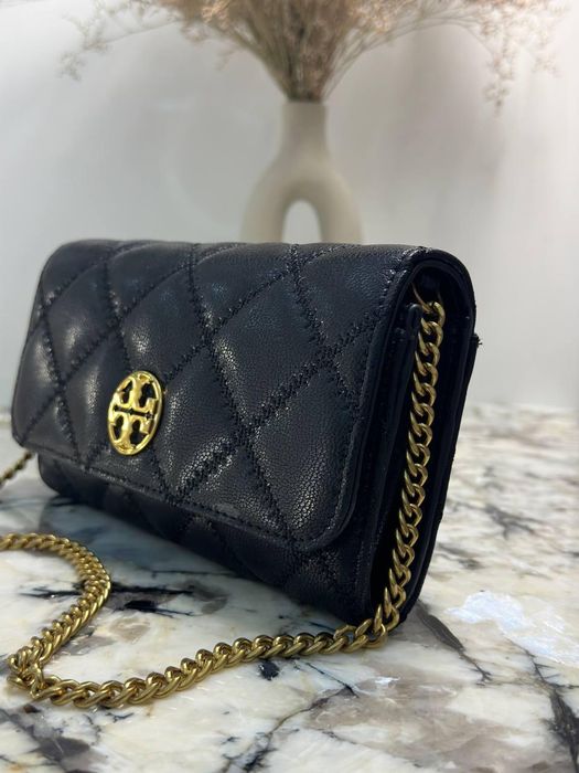 Жіноча сумка-гаманець Tory Burch Willa чорна стьобана на ланцюжку, оригінал