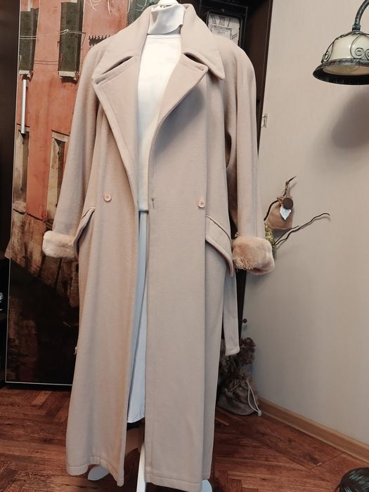 Пальто вовна кашемір зимове довге тепле з хутром вовняне