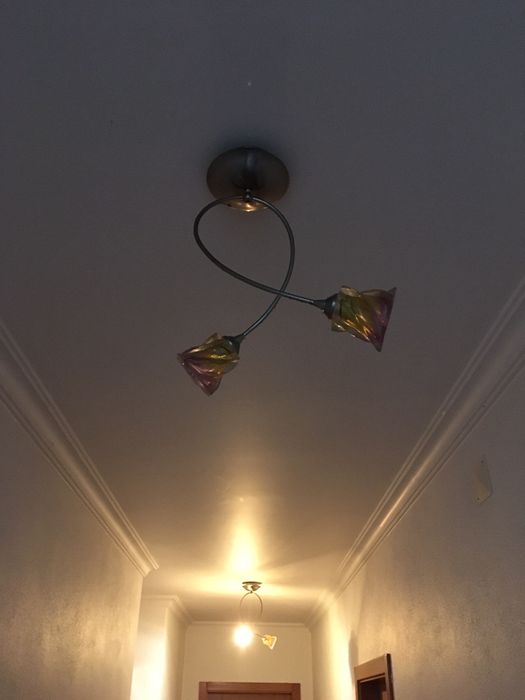 Candeeiros inox/vidro flor amarelo