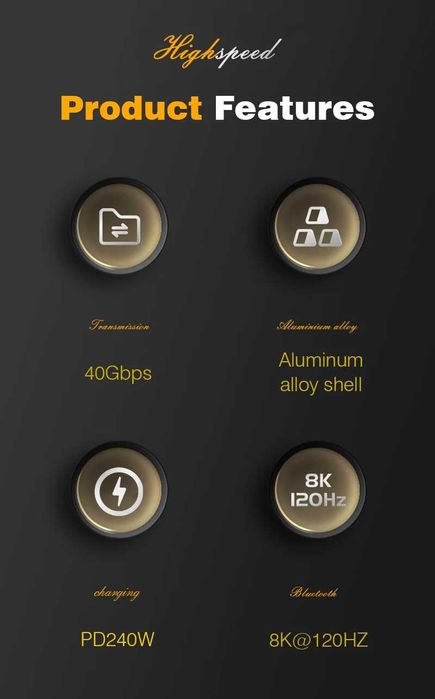 Адаптер UGOURD кутовий USB4 USB-C to USB-C 40 Gbps (2 шт)