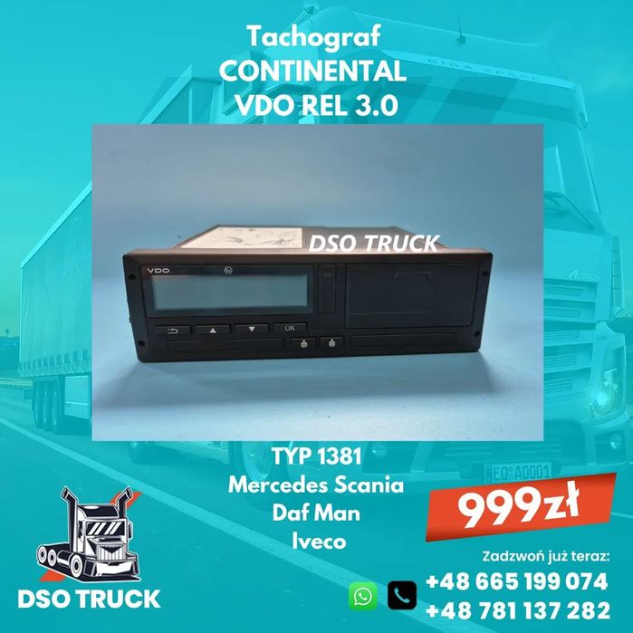 Tachograf VDO CONTINENTAL 3.0 TYP 1381 Mercedes Scania Daf Man Iveco