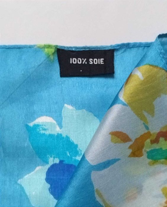 Chusta w kwiaty 100% Jedwab Silk Soie Seide