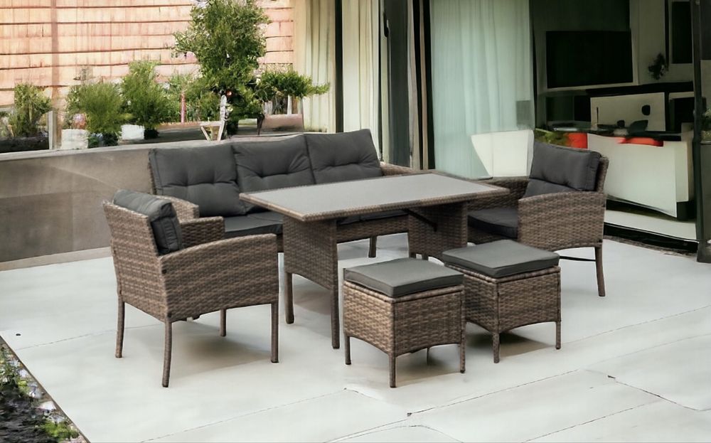 Meble ogrodowe technorattan SOFA fotele pufy stół  nowe