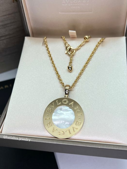 Золотое Колье BVLGARI Оригинал с перламутром и ониксом