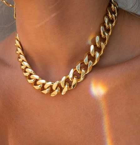 Ожерелье-чокер золотистого цвета, минималистичная крупная цепь, новая