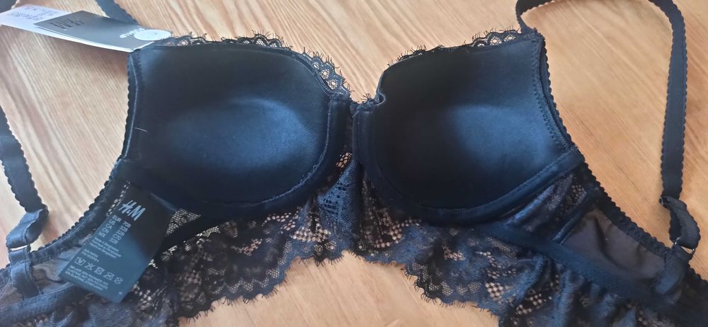 Бюстгальтер H&M, бюст, H&M, 70 B, Push up, чёрный, кружево