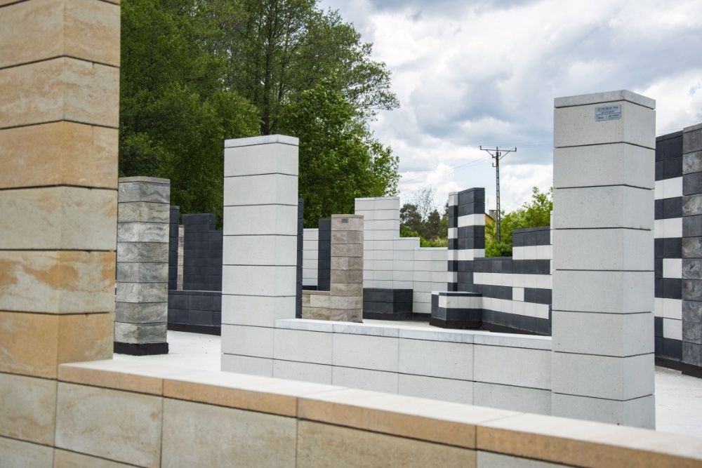 Ogrodzenie gładkie bloczek betonowy gazon donica, słupek 36x36x20