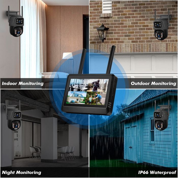 NVR відеореєстратор відеоспостереження з монітором 2 в 1 ICSee WiFi 8к