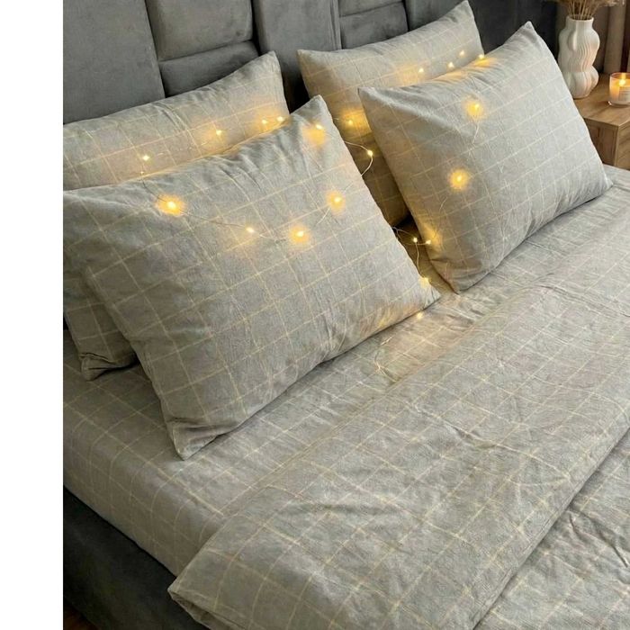 Постільна білизна Варена Бавовна. Сіра клітинка. Власне пошиття