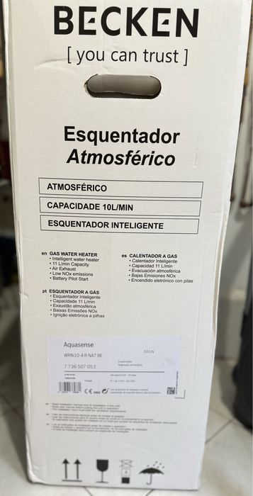 Esquentador BECKEN (NOVO) - Atmosférico - Gás natural 10L/min
