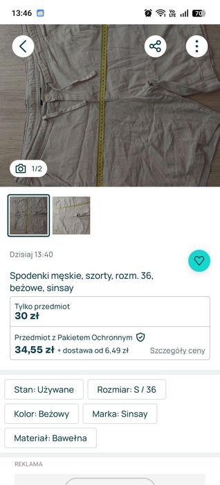 Spodenki męskie , szorty, rozm. 38, Sinsay