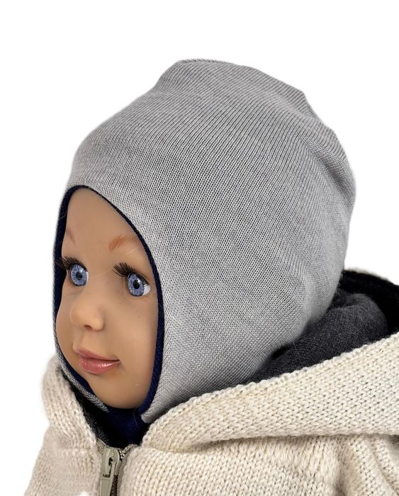 Czapka wiązana 62/68 cm wełna merynos merino 100% ciepła