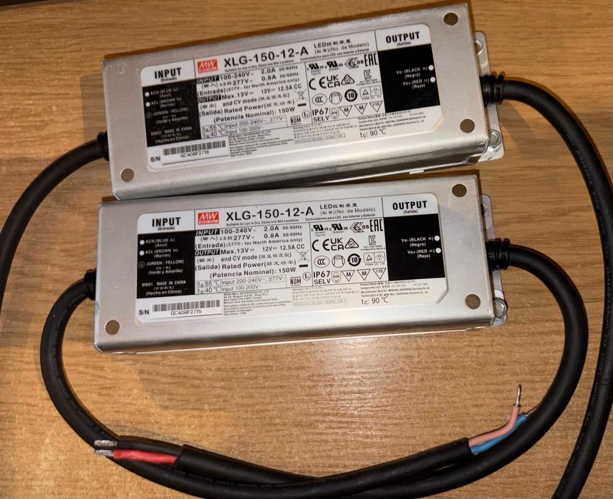 2 x LED Mean Well XLG-150-12-A hermetyczny zasilacz do oświetlenia LED (dwie sztuki)
