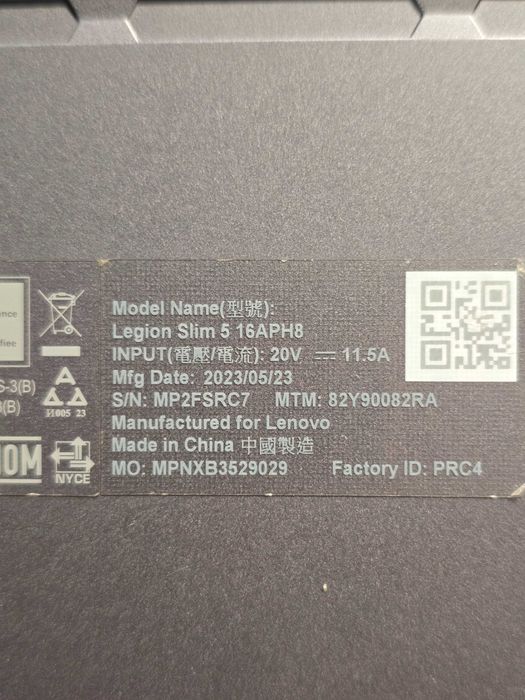 Lenovo Legion Slim 5 16APH8 Ryzen 7 Gtx 4070 16GB RAM 512 SSD