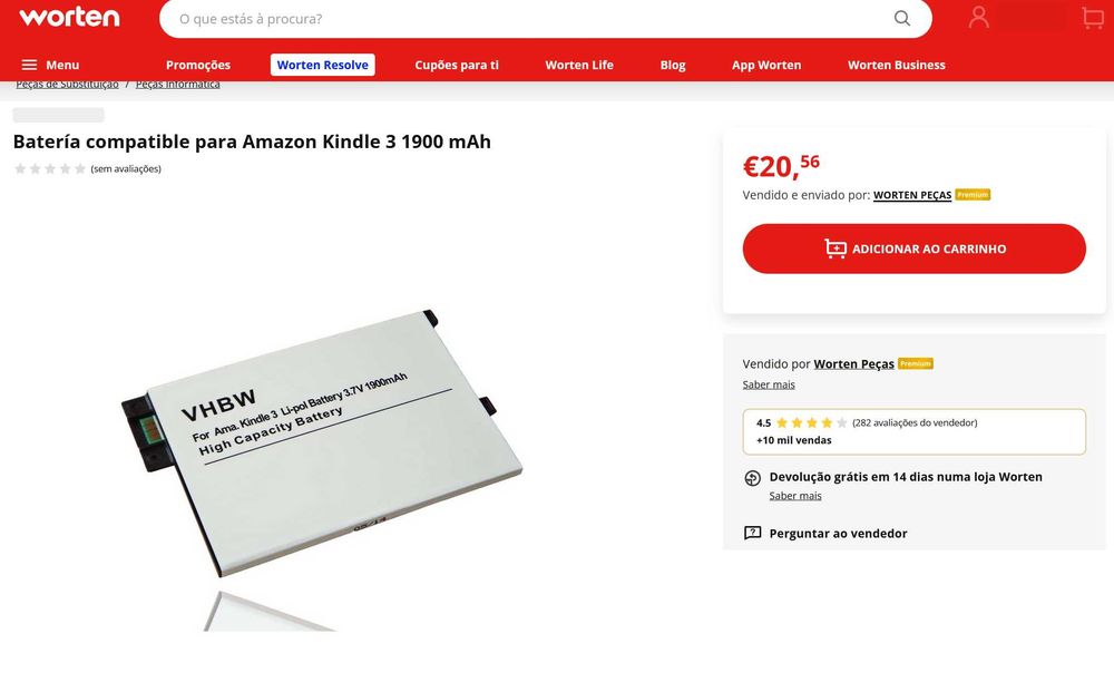 Bateria Amazon Kindle (3G) + Kindle Keyboard - 1900mAh