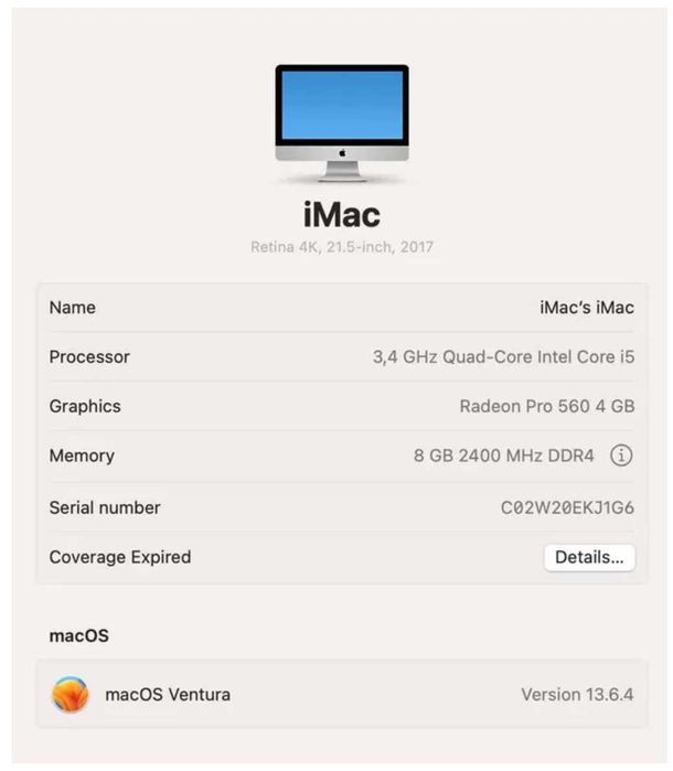 iMac Retina 4K, 21,5-inch, 2017