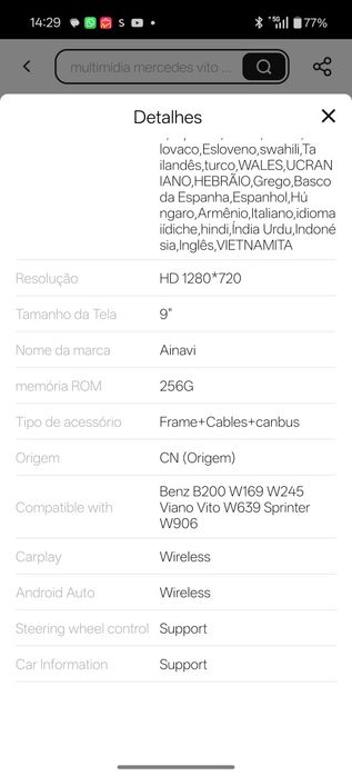 Auto rádio Ainavi tela 9 , Mercedes Benz b200