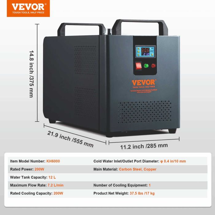 VEVOR Industrial Water Chiller Laser Chiller  NOVO SEM USO