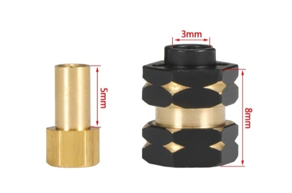 Axial SCX 24 Hexy (7mm) 1cm poszerzenia Nowe Mosiężne złote