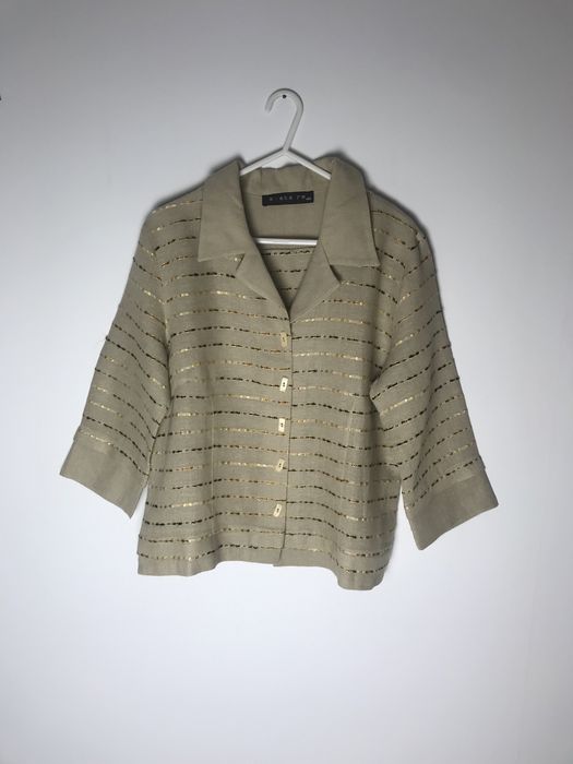Beżowa marynarka w złote paski Agata Re, vintage