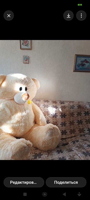 Мягкий медведь 160см новый жёлтый/бежевый подарок девушке, ребенку, мальчику, девочке