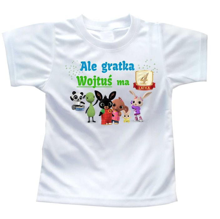 Koszulka BING na 4 Urodziny z DOWOLNYM imieniem  rozm. 110 cm