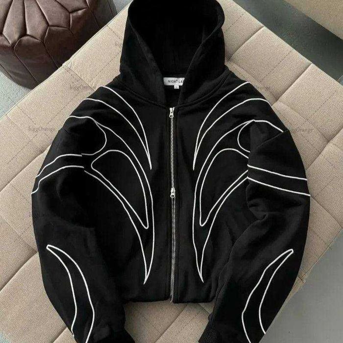 Зіп-худі Night Lab з трайбл принтом Opium Y2K / Зипка Найт Лаб кофта / Zip hoodie