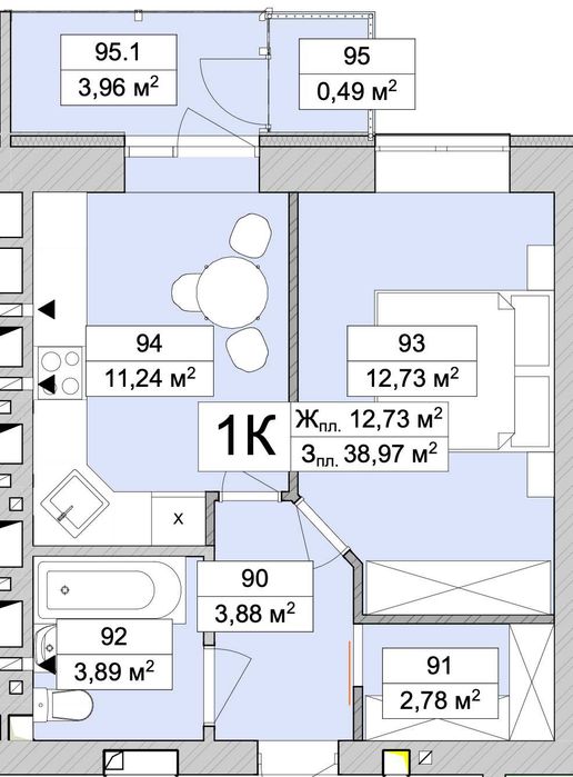 1к квартира! Атмосфера Лайф! Газ! 3 поверх