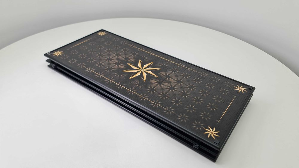 Нарды шпон Дуба. Дизайн роза ветров. Стильный подарок мужу, мужчине.