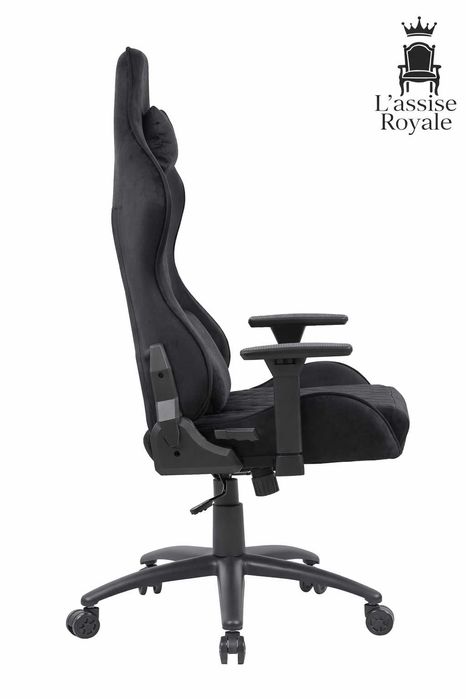 Fotel Gamingowy Welurowy Obrotowy Regulowany Ergonom Krzesło Gracza