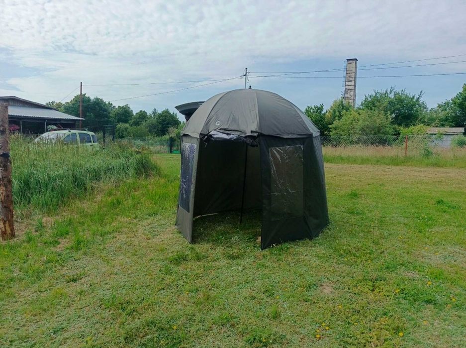 Parasol wędkarski z Pełną Osłoną Duży XXL 360 stopni Namiot Karpiowy NOWY 240CM Wodoodporny anty UV Wędkarstwo Karpiowe Zielony Mocny