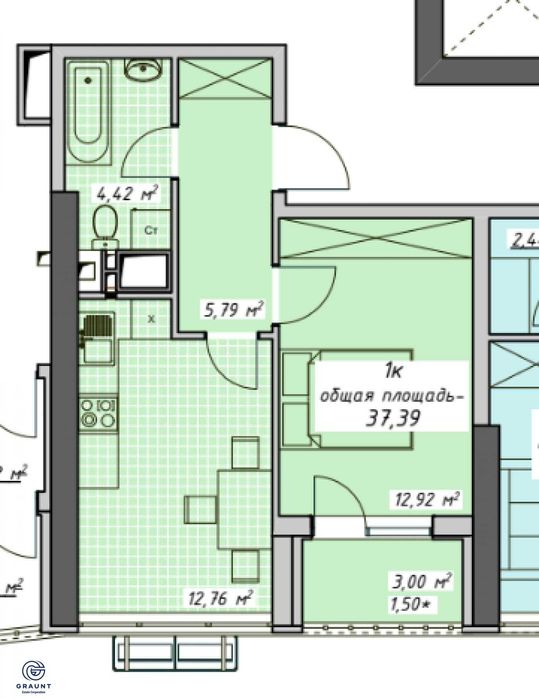 38кв.м ЖК Атмосфера 14 этаж Вид во двор