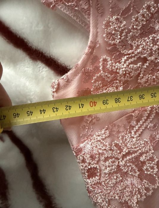 Sukienka maxi weselna Bosca 38 pudrowy róż