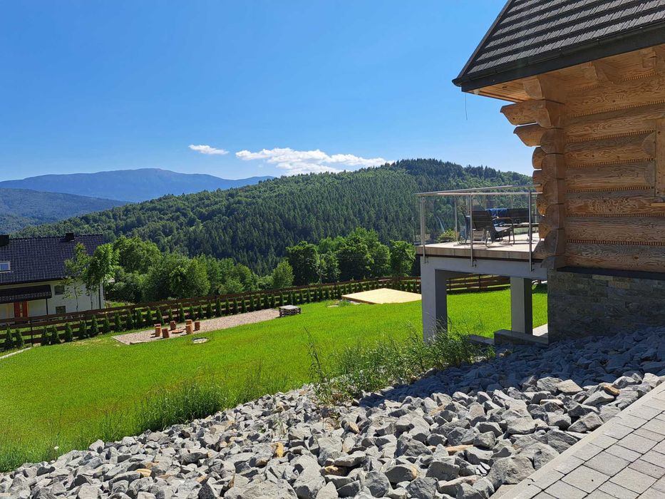 Zawoja Nowy dom z bala w górach balia/jacuzzi sauna basen taras Widoki