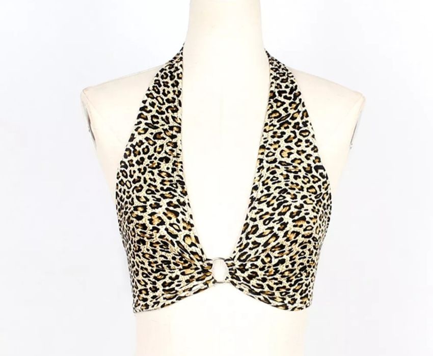 Leopard-Print Top Made of Fine Fabric, Sizes S and M, New
