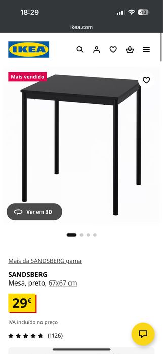 Mesa ikea sandsberg 67x67 cm