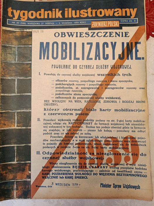 Żołnierz Polski - 35 / 1959 r - Mobilizacja 1939 rok