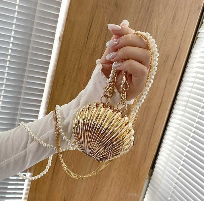 Мини-сумка для женщин с жемчужинами, золотая сумочка через плечо