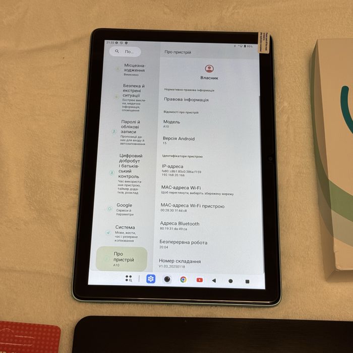 ODEA A10 Планшет для всього 10ʼʼ 12/128 android 15 6000mAh топовий