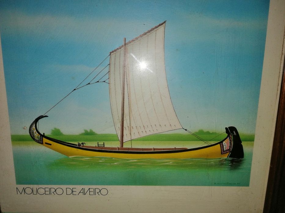 3 quadros antigos com motivo de barcos