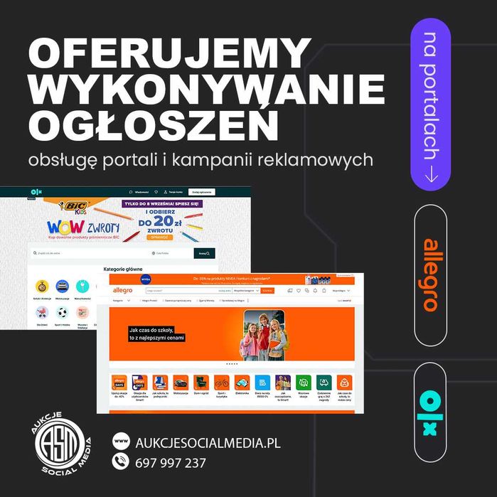 WYSTAWIANIE AUKCJI Allegro Olx Otomoto kampanie ADS Ogłoszenia