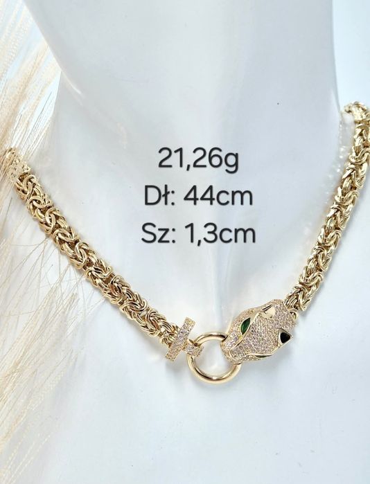 Złoty naszyjnik królewska pantera 585 14k NOWY