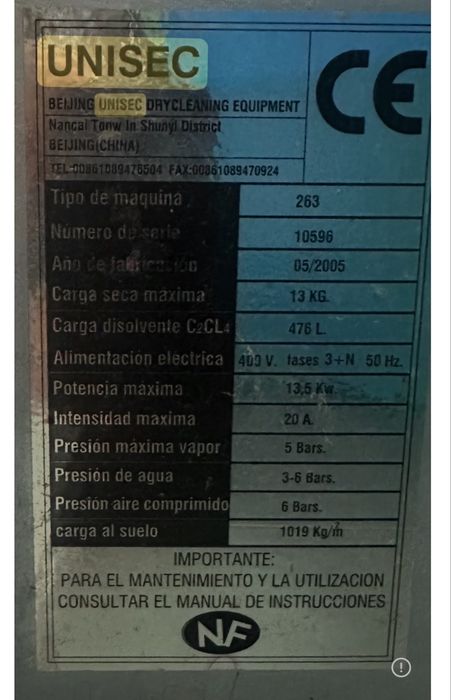 Maquina lavagem seco Unisec como nova