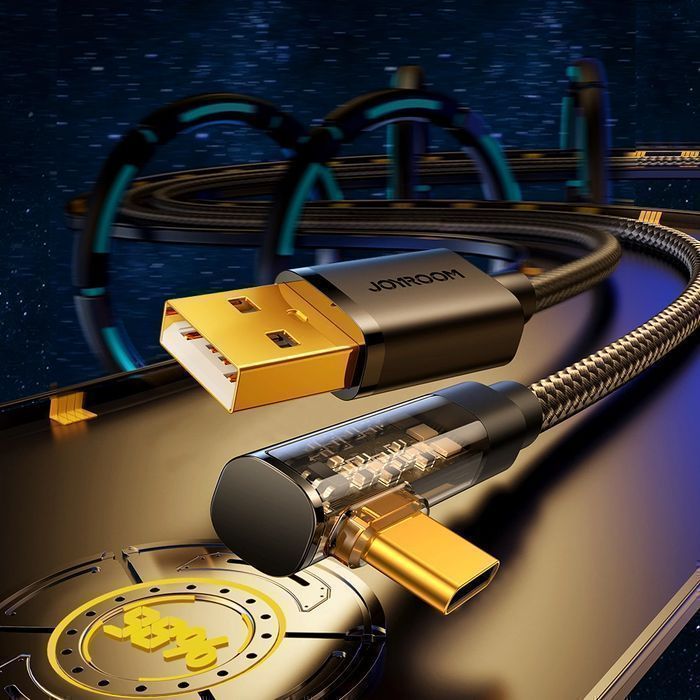 Joyroom kabel USB C kątowy - USB 3A 1,2m czarny